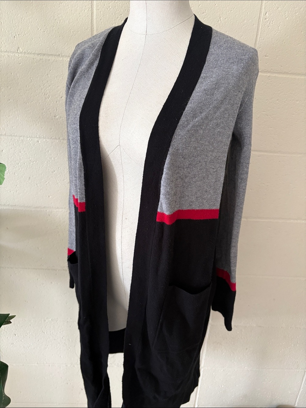 Calligraphie Cardigan with Red Accent